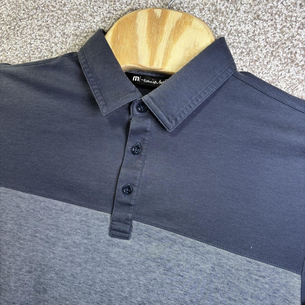 TravisMathew Polo Shirt Mens Medium Gray‎ Colorblock Allianz Logo Golf Pima
